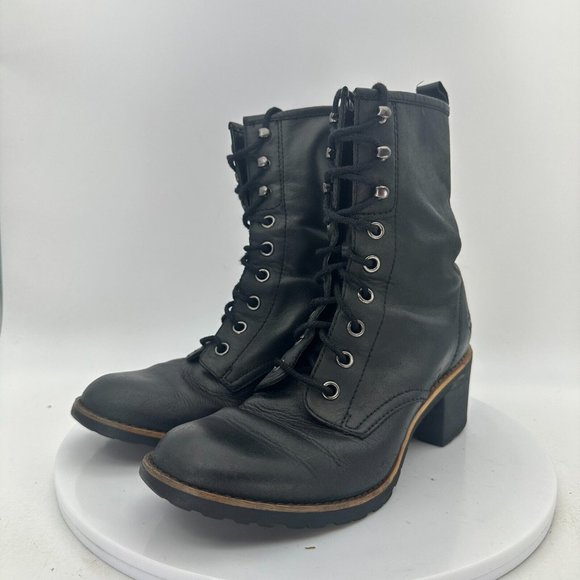 Dr. Martens Shoes - Dr. Martens Lucie Women Size 8 Leather 9 Tie Eyelet Ankle Heel Boot Black